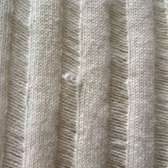 MadeleineĀ Thompson Cashmere Cream Ribbed OpenāKnit Open Front Cardigan SizeāS - Picture 9 of 10